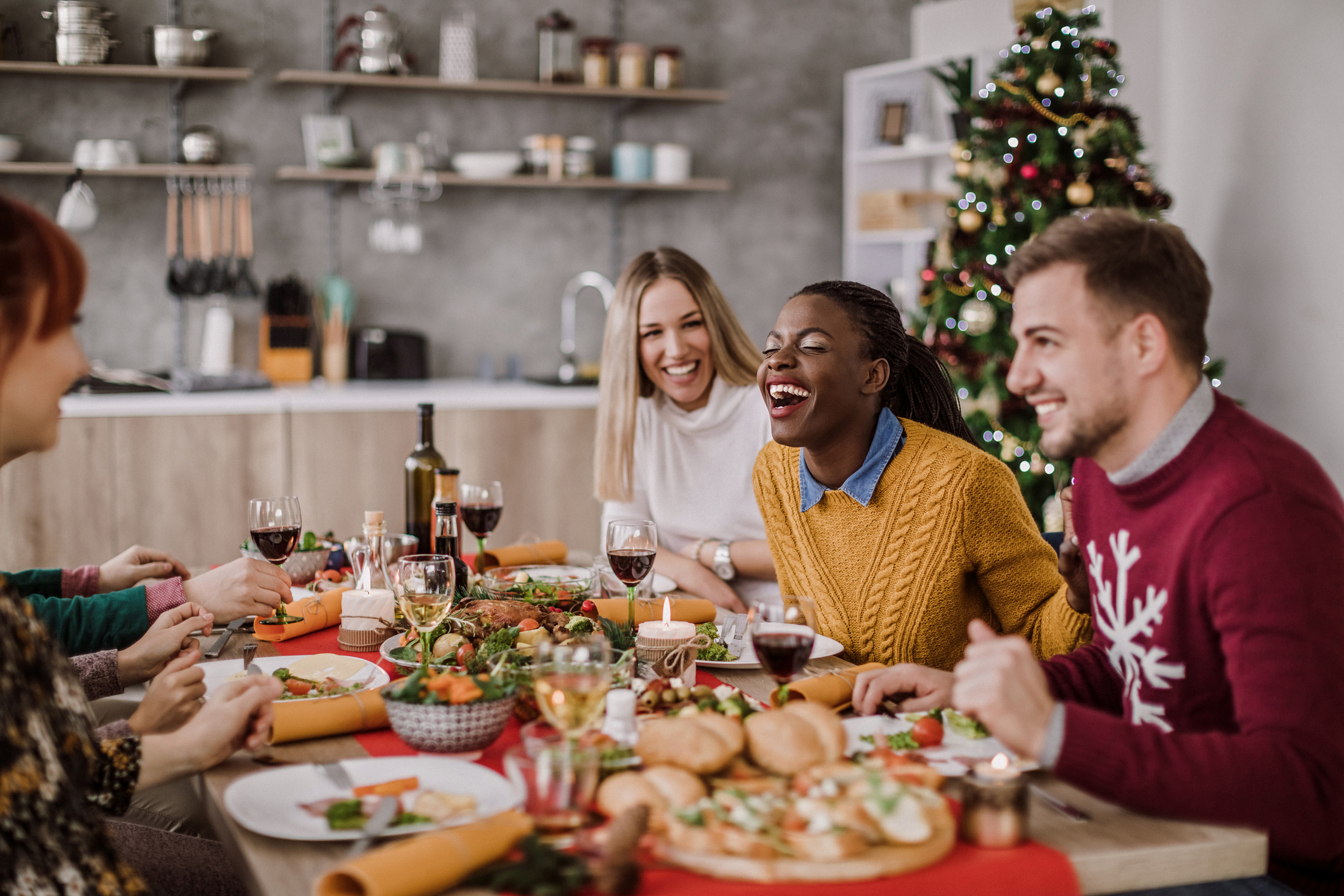 Social Gathering On Christmas Dinner