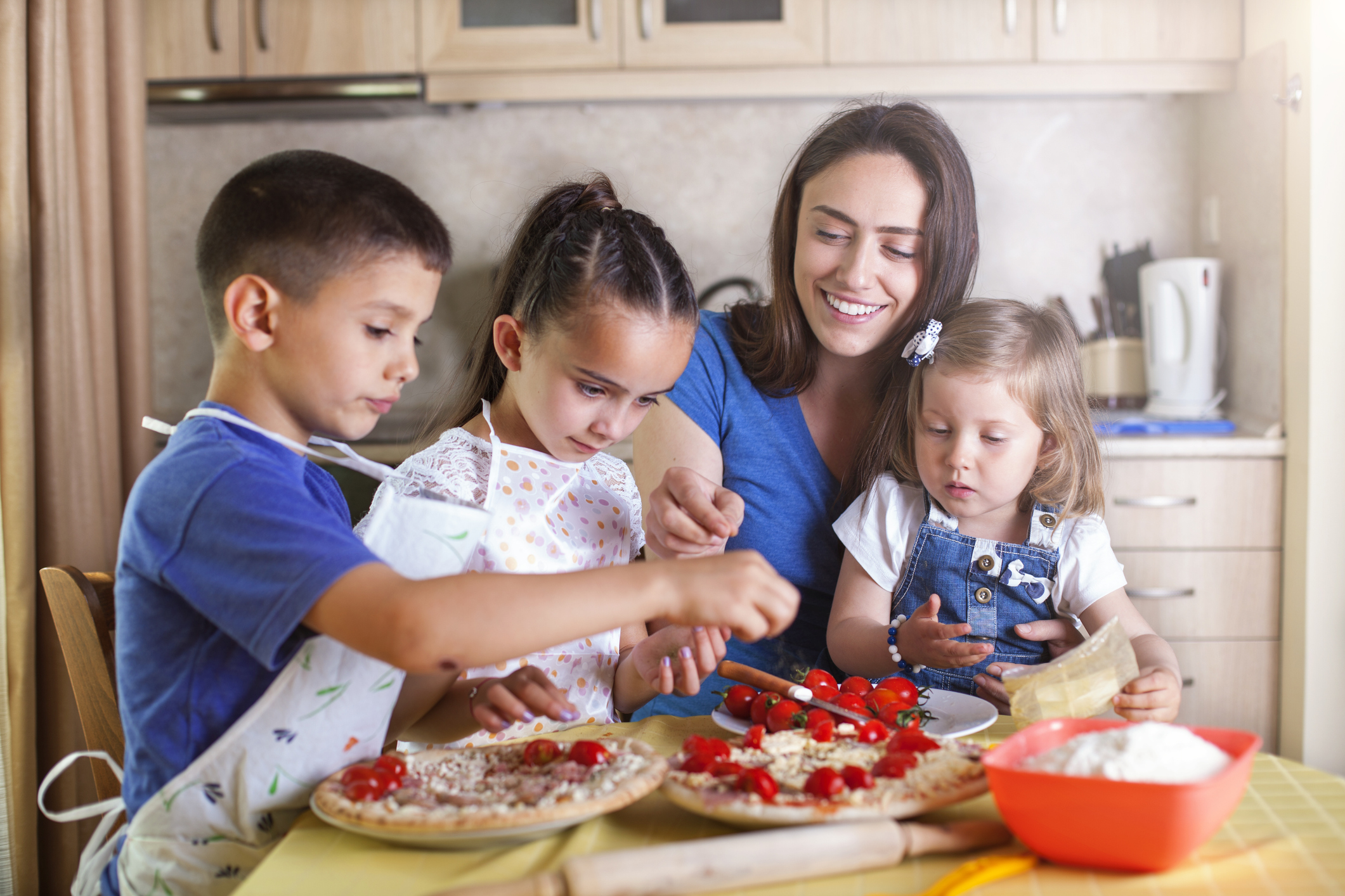 Family, Cooking, Pizza, Togetherness, Laughing