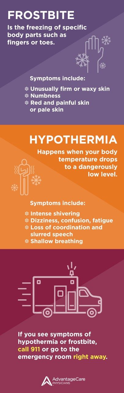 frostbite vs hypothermia