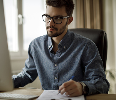 Young man working