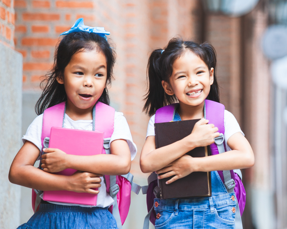 Children walking home from school