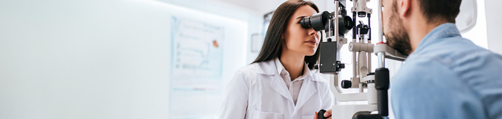 Woman getting an eye exam