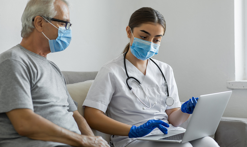 Healthcare worker at home visit